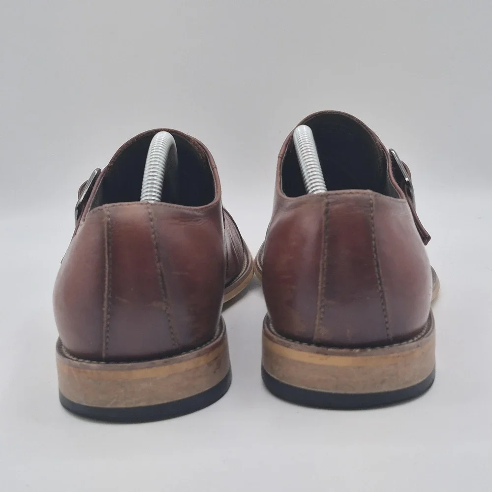 Stacy Adams Shoes Mens Size 10.5 Brown Monk Strap Cap Toe Oxford Dress 25102-221
